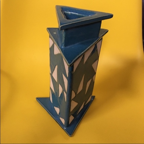 OREGON ART pottery vase signed McMillan ‘04 Portland Artist geometric triangle - Picture 6 of 7